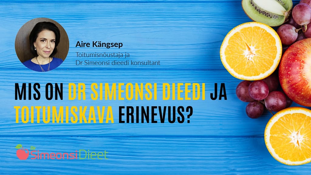 Dr Simeonsi dieedi konsultant ja toitumisnõustaja Aire Kängsep räägib lähemalt toitumiskava ja Dr Simeonsi dieedi abil kaalu langetamise erinevustest. Vaata, et teada saada, milline meetod on Sulle sobilikum.