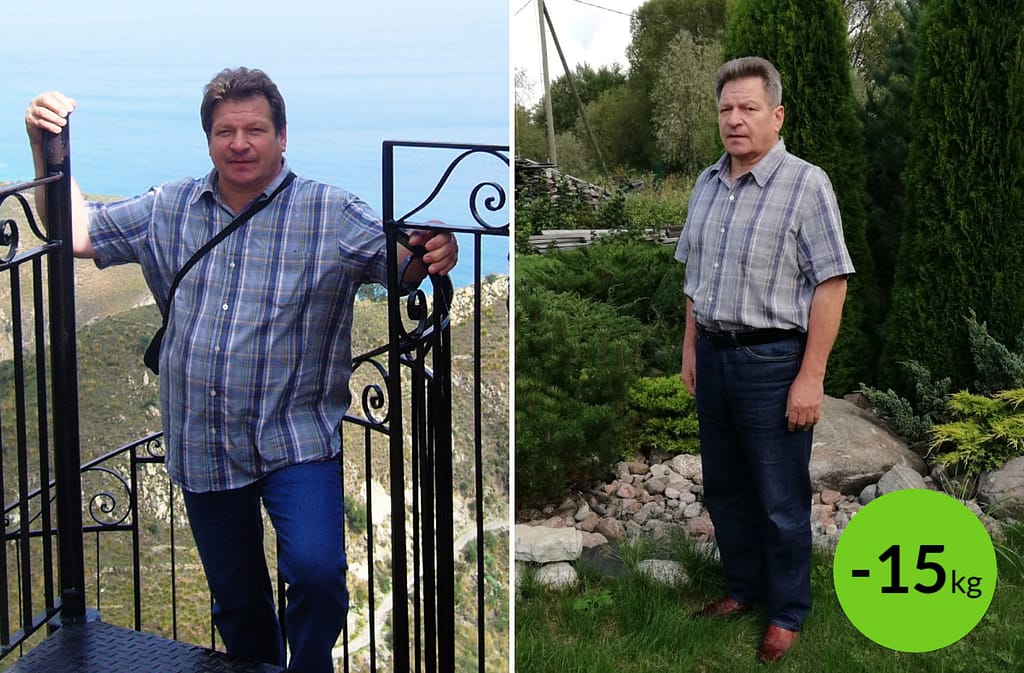 “Võtsin ennast kätte ja kaotasin Dr Simeonsi dieedi abil 15kg. Dieediring kestis 23 päeva, lisaks kaalu kinnitamise aeg 3 nädalat. Kõrge vererõhk asendus normaalsega ning on praegu samal tasemel, mis 30 aastat tagasi,” räägib 63-aastane Meelis.